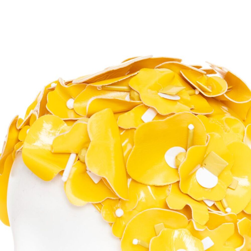Miu Miu yellow patent leather petals beaded swim cap hat - Picture 7 of 9
